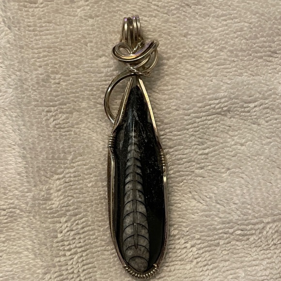 Jewelry - Silver Wire Wrapped Fossil Pendant
